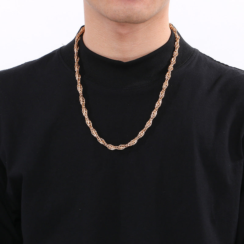 Hip-Hop Design Buckle Twist Cord Chain Men's Stainless Steel Twisted Chain Accessory For Necklace