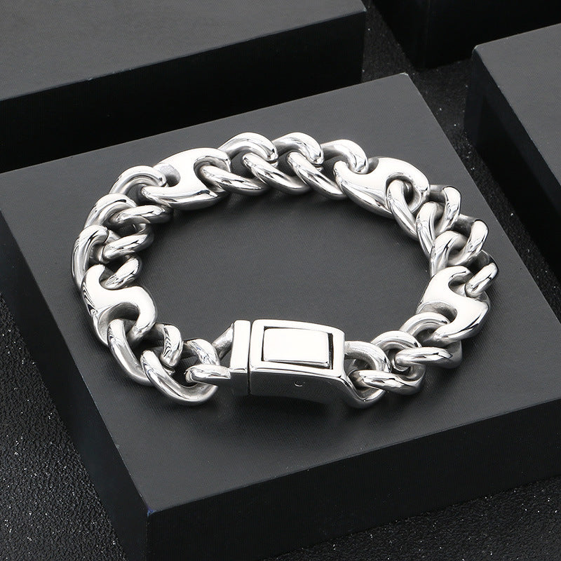 Planderful Men's Hip Hop Stainless Steel Cuban Bracelet