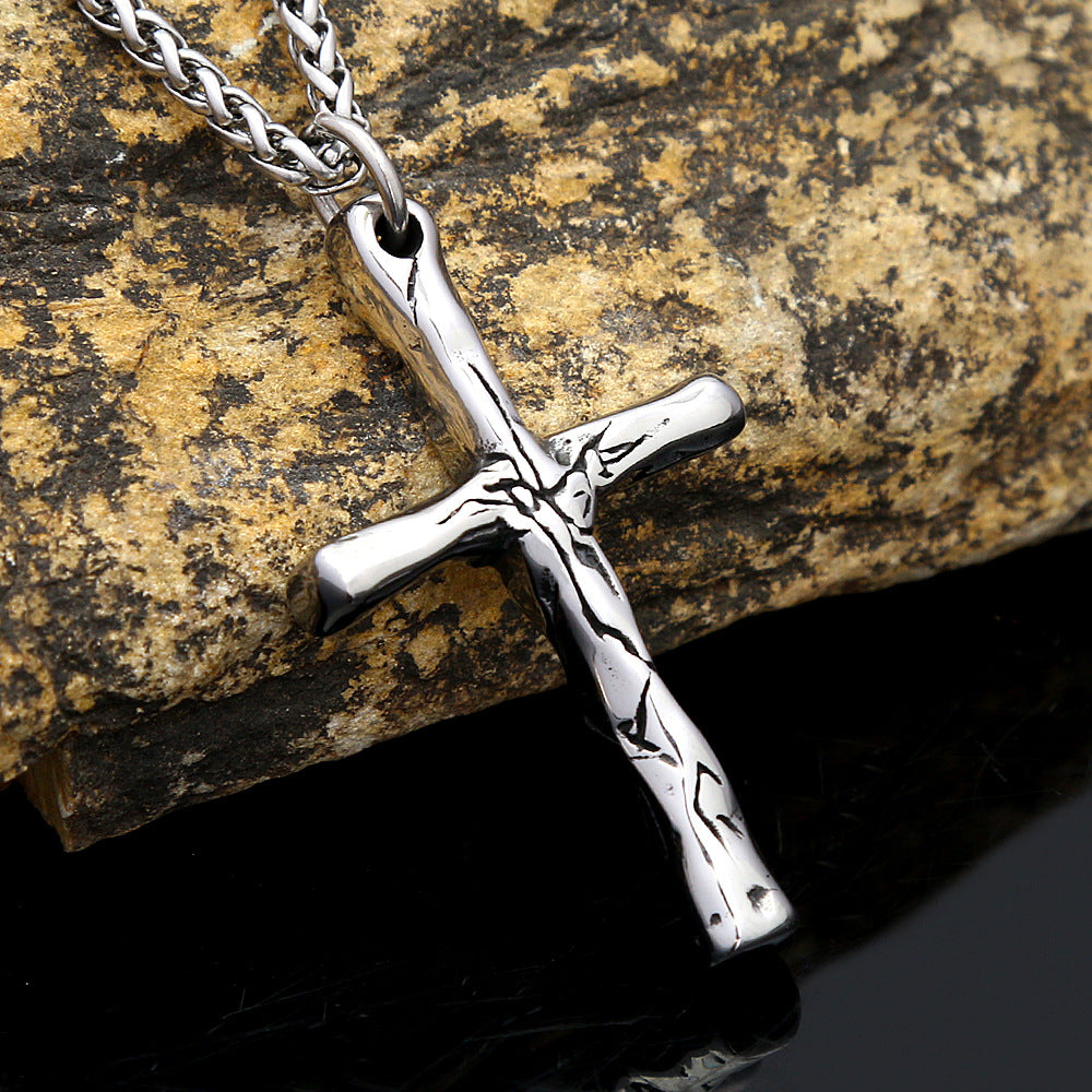 Cross-Border Jewelry Wholesale Men's Titanium Steel Cross Necklace