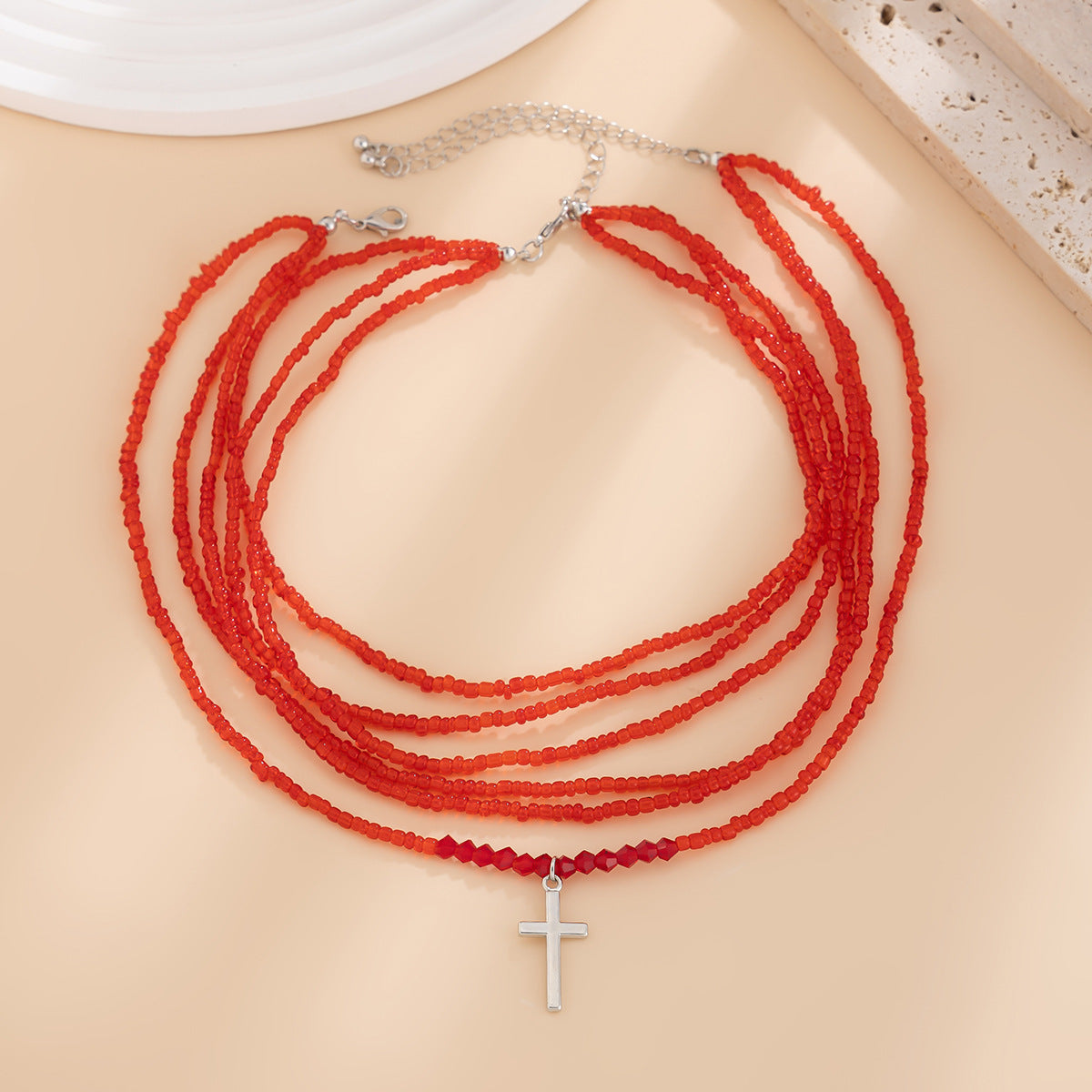 Gothic Beaded Necklace For Alternative Style Fans Planderful Vienna Verve Multi Layered Cross Statement