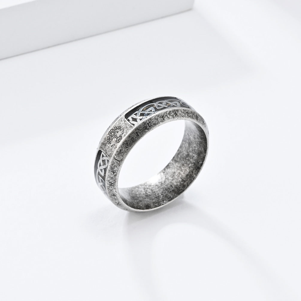 Cross-Border Retro Nordic Viking Stainless Steel Ring for Men