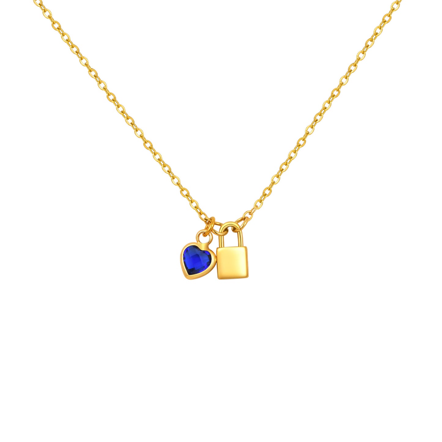 Wind Ladies Birthday Gift Stainless Steel Gold Lock Peach Heart Twelfth Necklace