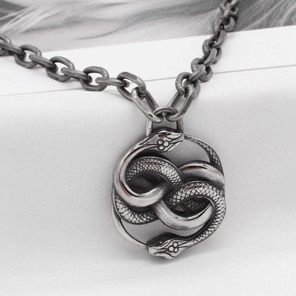 Snake King Titanium Steel Necklace Protection Statement For Men And Unisex Planderful