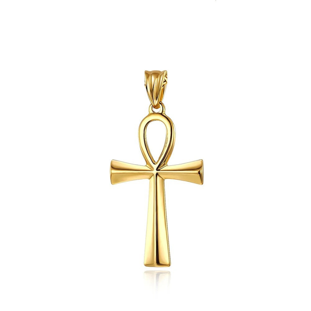 Punk Cross Egyptian Stainless Steel Men's Pendant Necklace