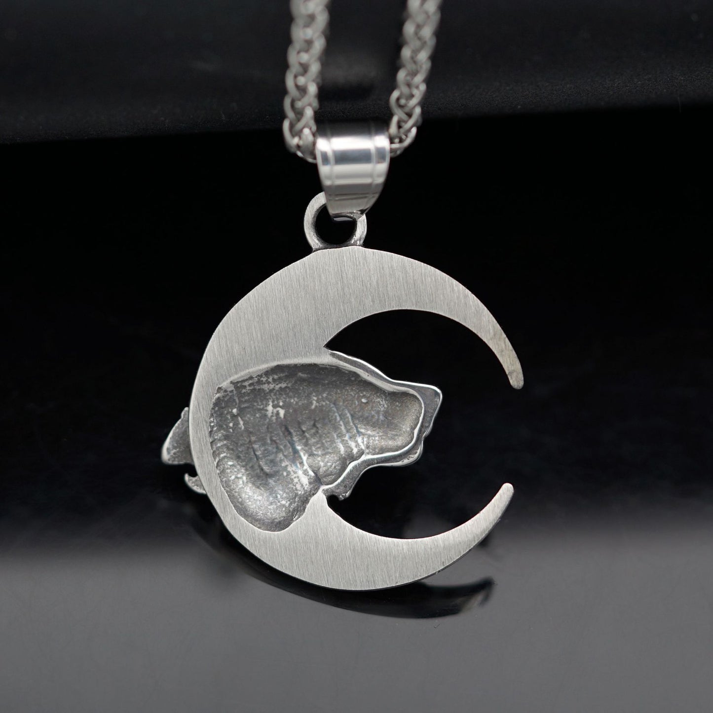 Steel Necklace Vintage Nordic Wolf Pendant By Planderful Jewelry For Everyday Wear Gift For Him