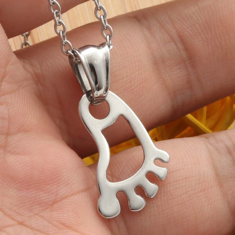Personalized Titanium Steel Foot Pendant Necklace - Trendy Punk Design for Men and Women
