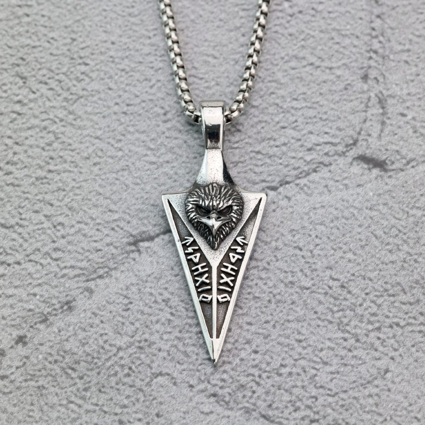 Planderful Nordic Retro Stainless Steel Viking Pendant For Men Single Sided Luhn Text Pendant