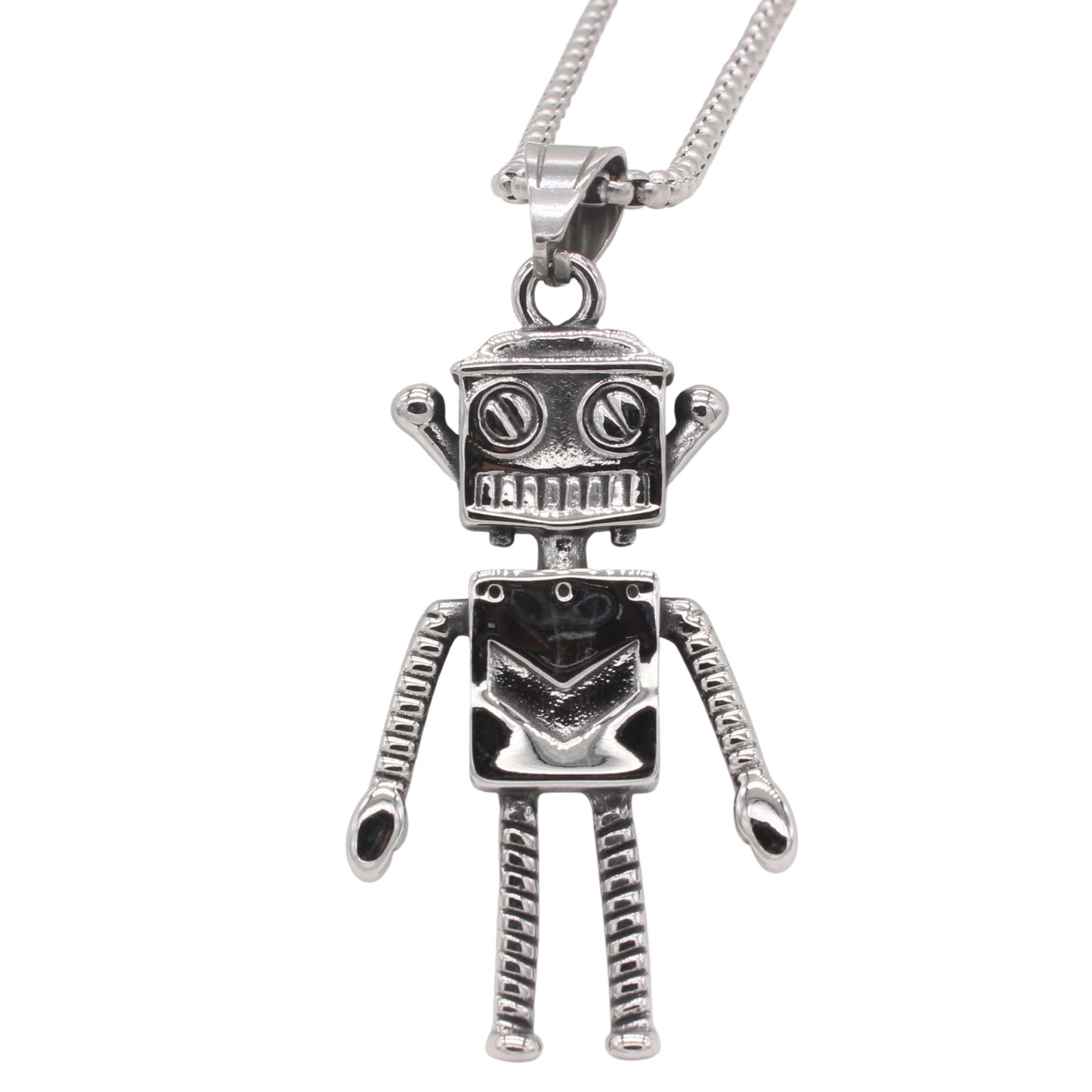 Titanium Steel Pendant Retro Robot Design For Men And Unisex Planderful Everyday Genie