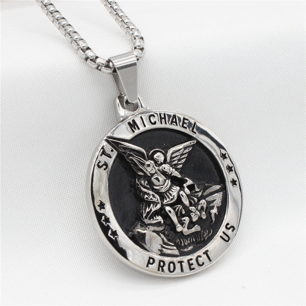 Titanium Steel Retro Pendant for Men - European and American Ancient Greek God of War Design