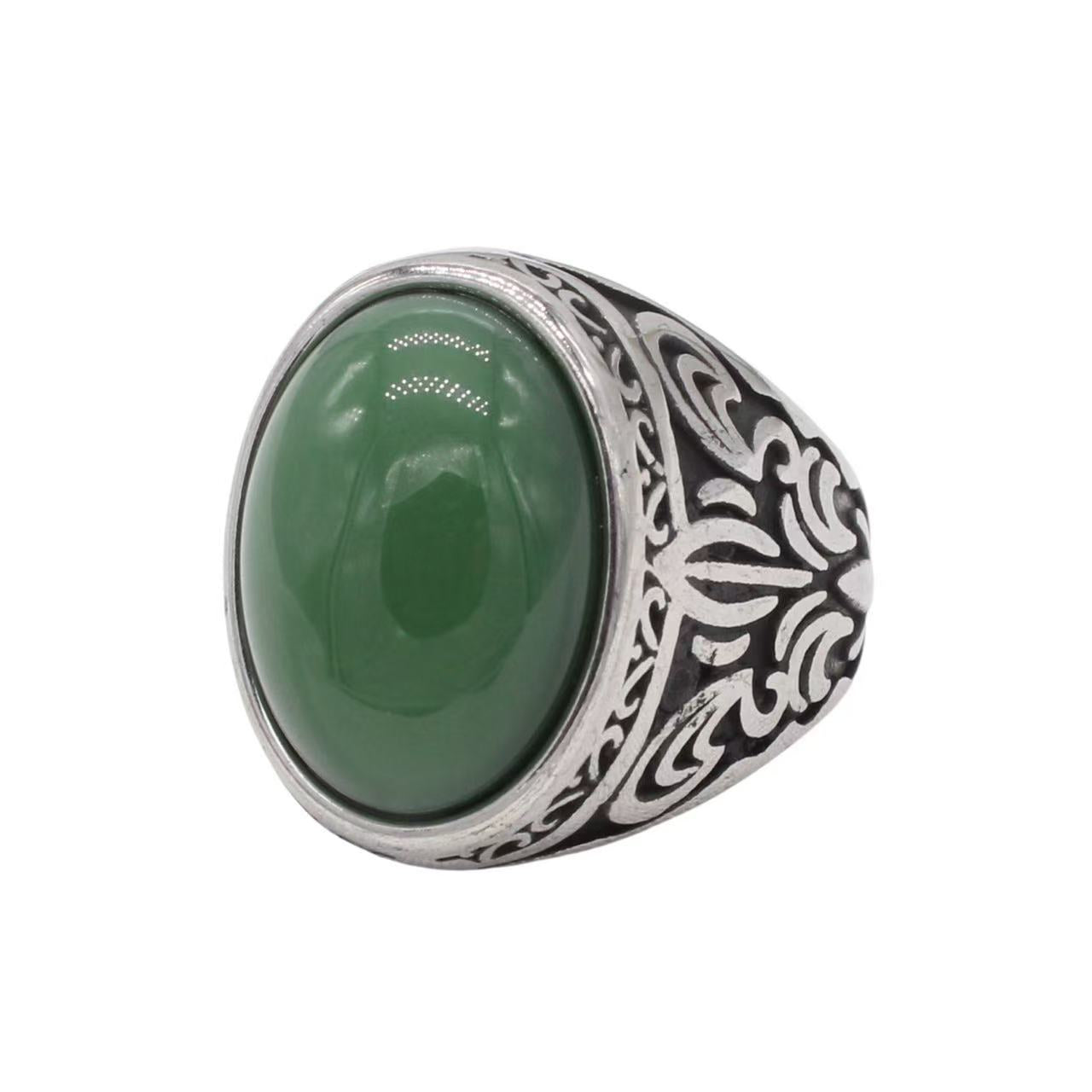 Planderful Jewelry Mens Steel Ring With Retro Stone European American Style Timeless Accessory