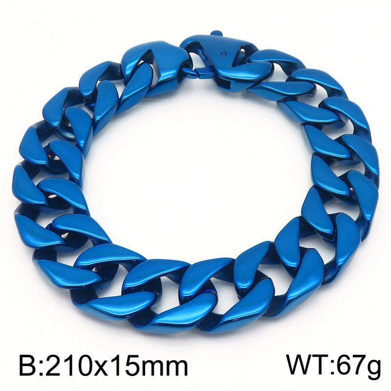 Hip-Hop Minimalist Bracelet – Vacuum Electroplated Dopamine Cut-Edge Cuban Chain