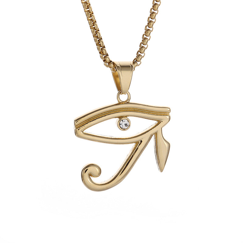 Planderful Eye Of Horus Necklace Titanium Steel Durable Pendant Egyptian Talisman For Spiritual Seekers