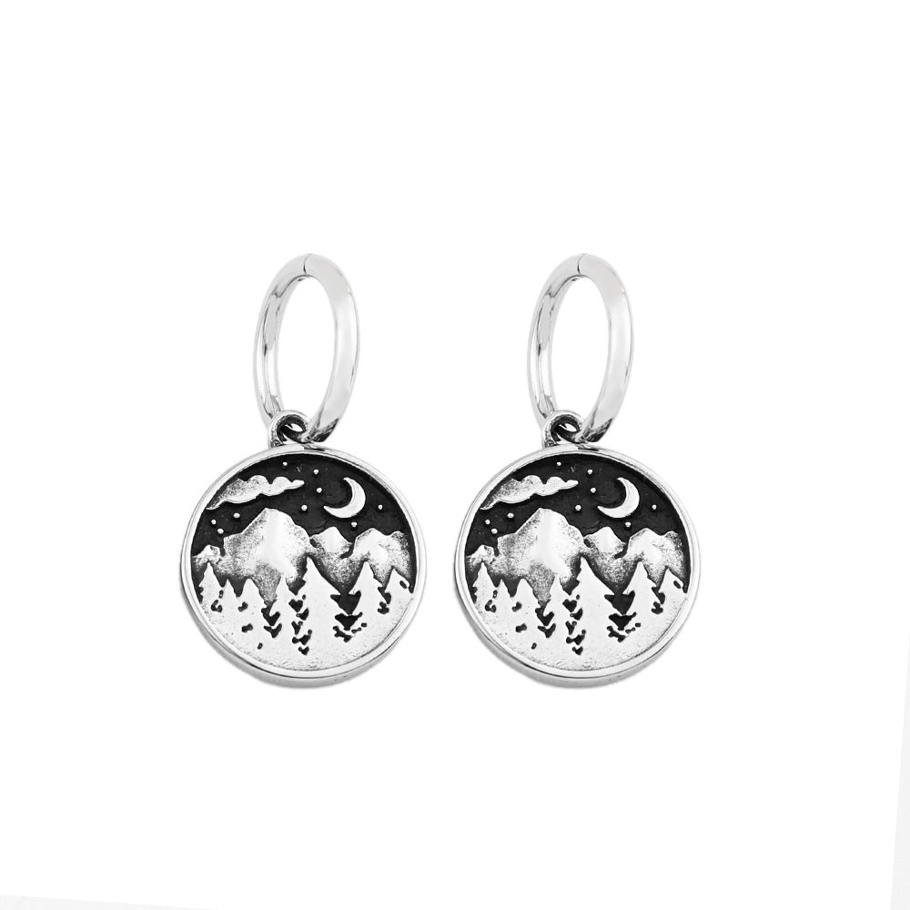 AliExpress Wish Explosion Titanium Steel Mountain Pendant Earrings
