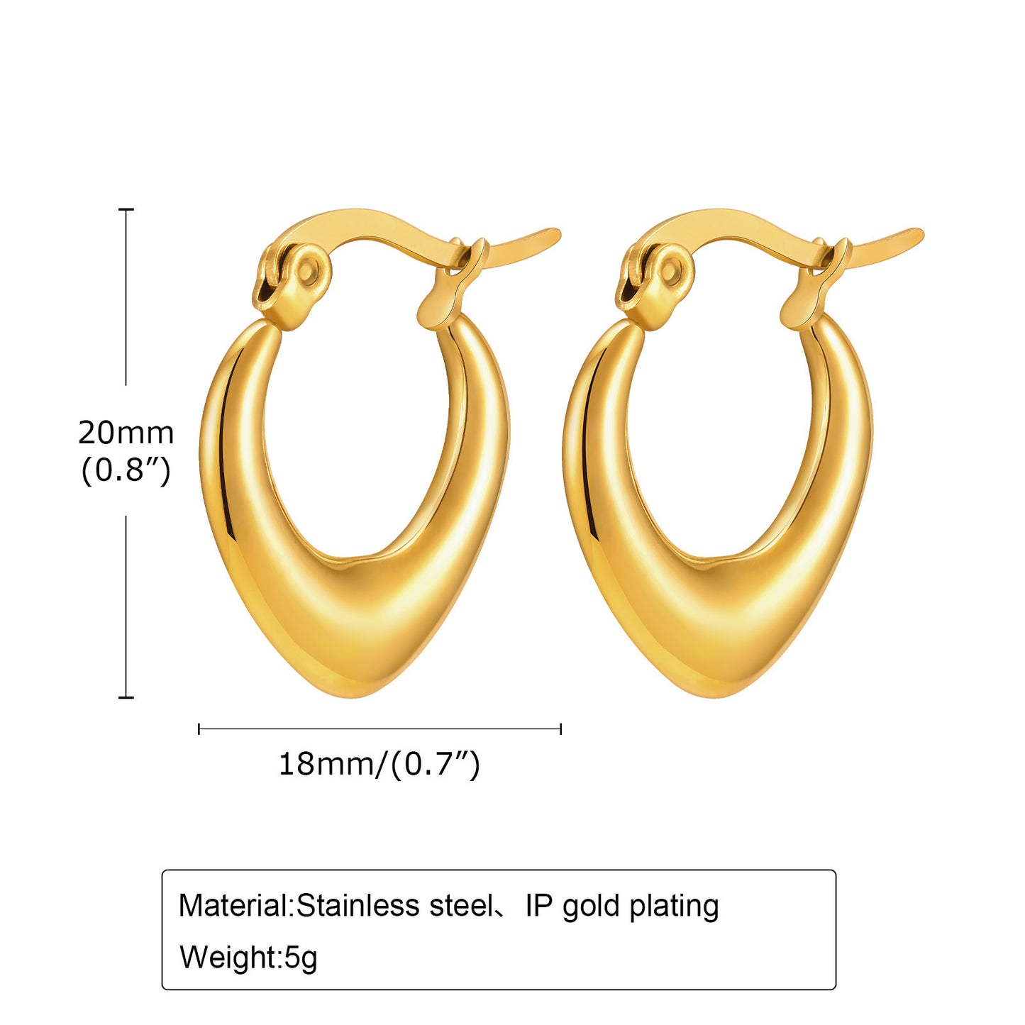 Fashion Personalized Women's Stainless Steel 18K Gold Earrings