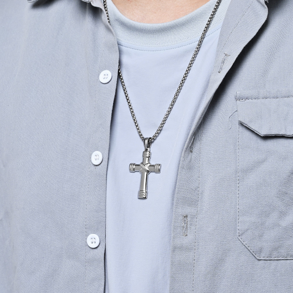 Planderful Rope Knot Cross Necklace Titanium Steel For Men Personalized Trend Jewelry
