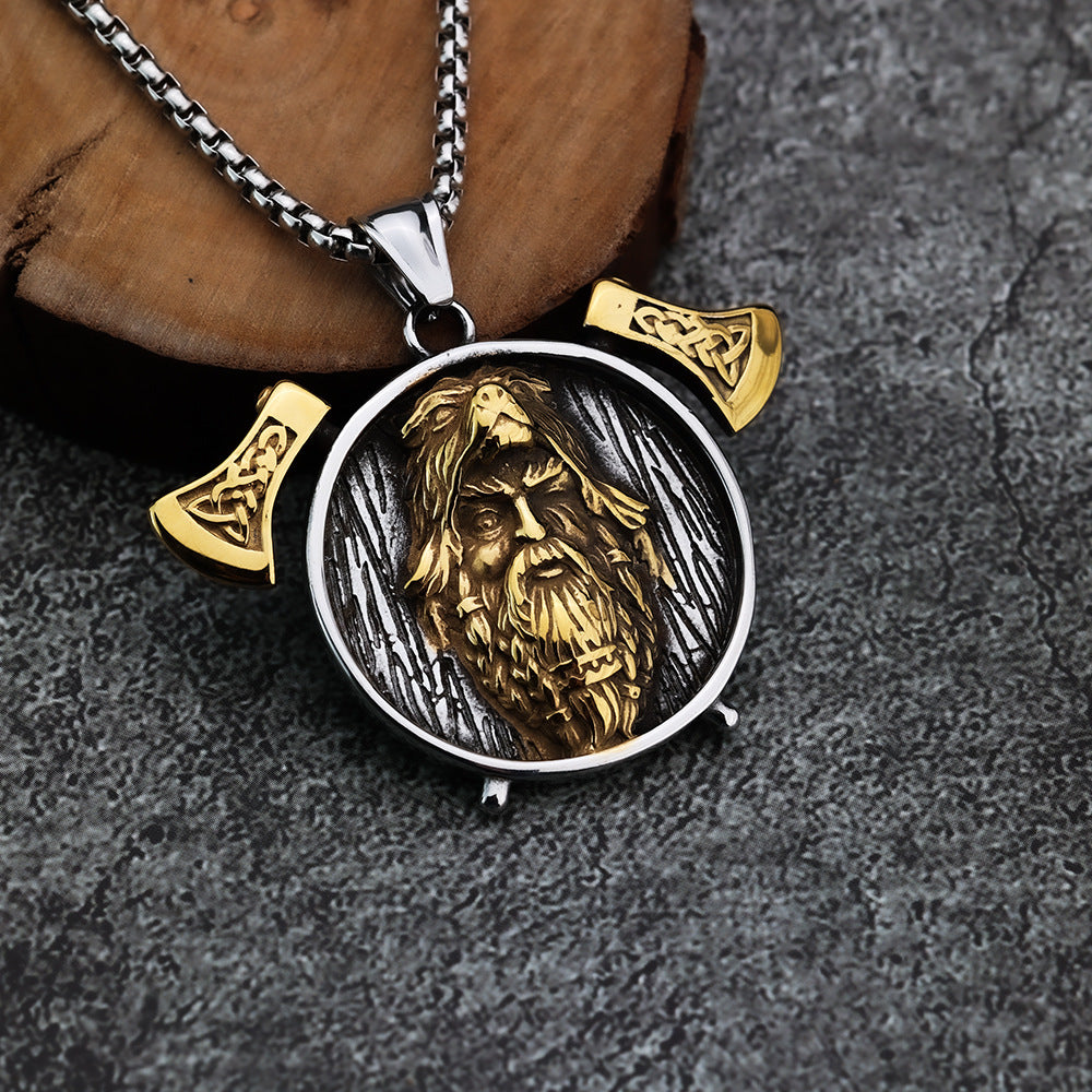 European and American Jewelry Wholesale Titanium Steel Viking Axe Pendant Necklace