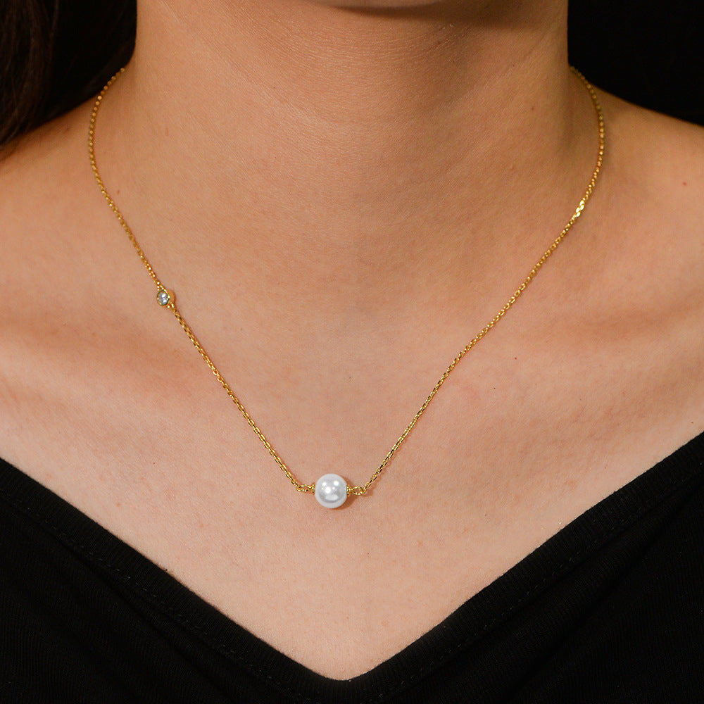 S925 Silver Bead Necklace Advanced Sense Single Pearl