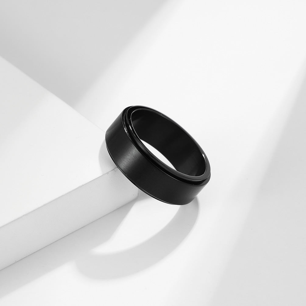 Planderful Dynamic Rotatable 8mm Titanium Steel Ring Matte Brushed Decompression For Men