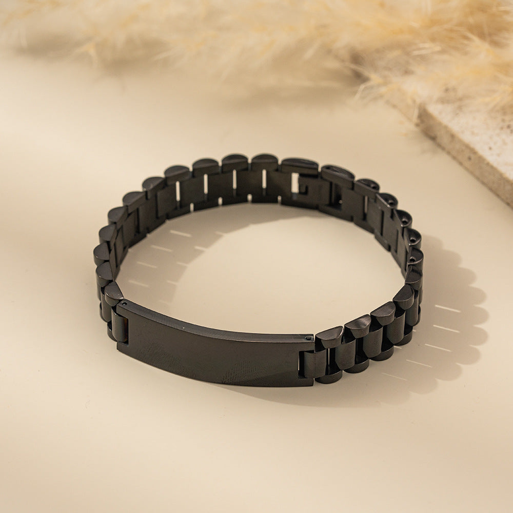 Planderful Collection Mens Stainless Steel FiveBead Ladder Bracelet Premium Punk Style For Men Customizable