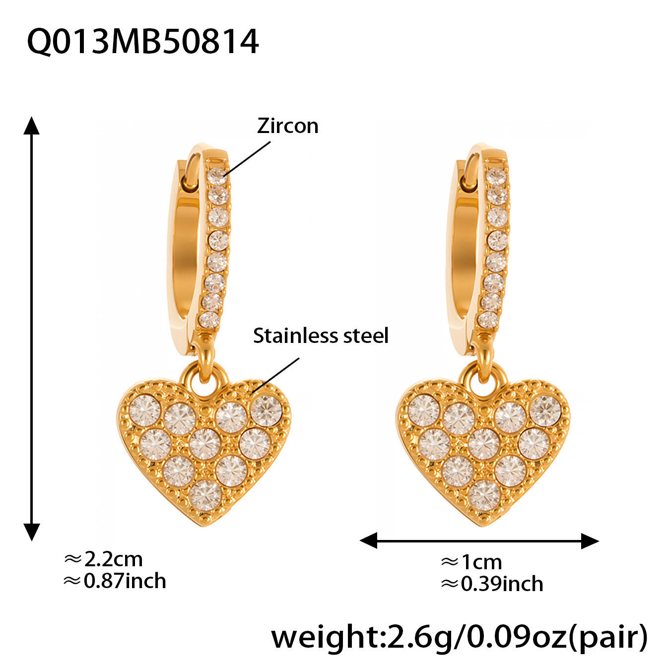 Planderful Peach Heart Hollow Titanium Earrings For Women