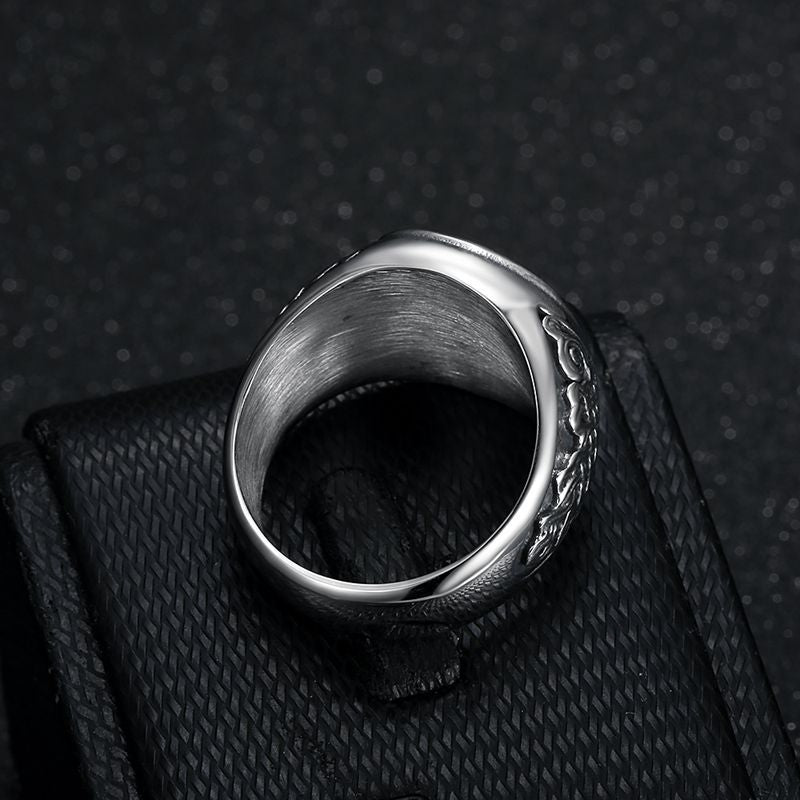Dragon Slaying Ring by Planderful, Titanium Steel Bold Fantasy Jewelry for Cosplay Fans