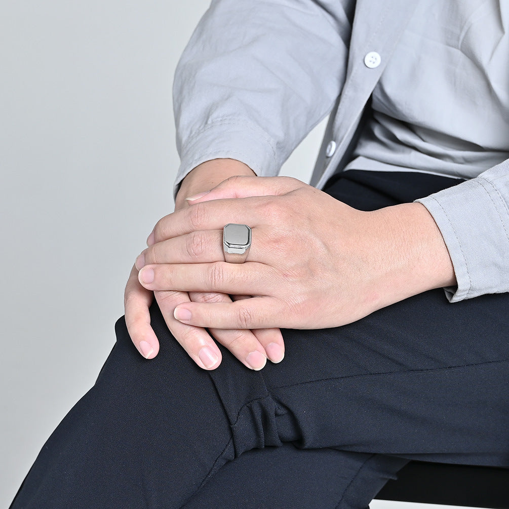 Planderful Mens Stainless Steel Ring Hip Hop Square Sleek Design For European American Style