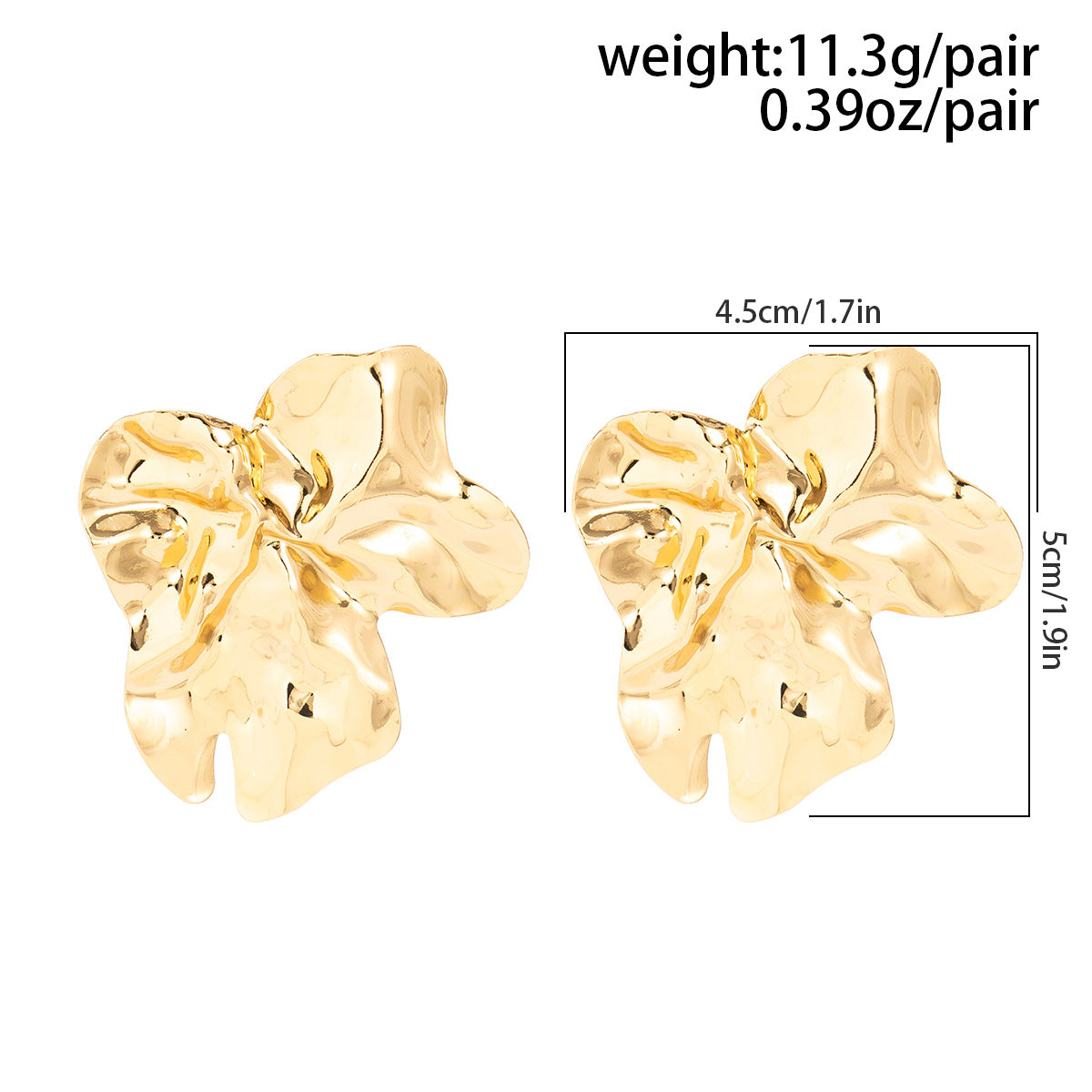 Planderful Vienna Verve Pleated Metal Folding Stud Earrings For Women Versatile Geometric Retro Statement