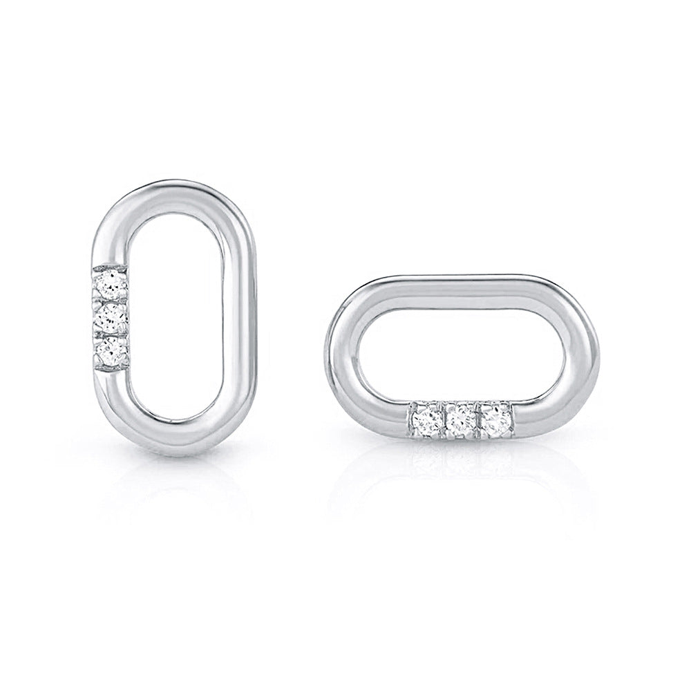 Planderful S925 Sterling Silver U-Shaped Stud Earrings For Women Zircon Geometric Oval Ins Style Elegant