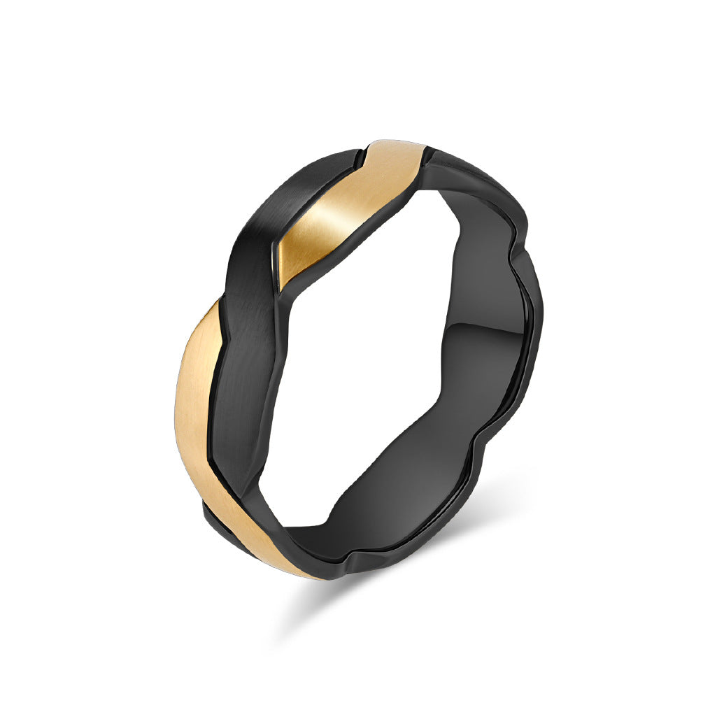Planderful Titanium Steel Ring Geometric Two Color Design For Men And Women Unisex Fashion Jewelry