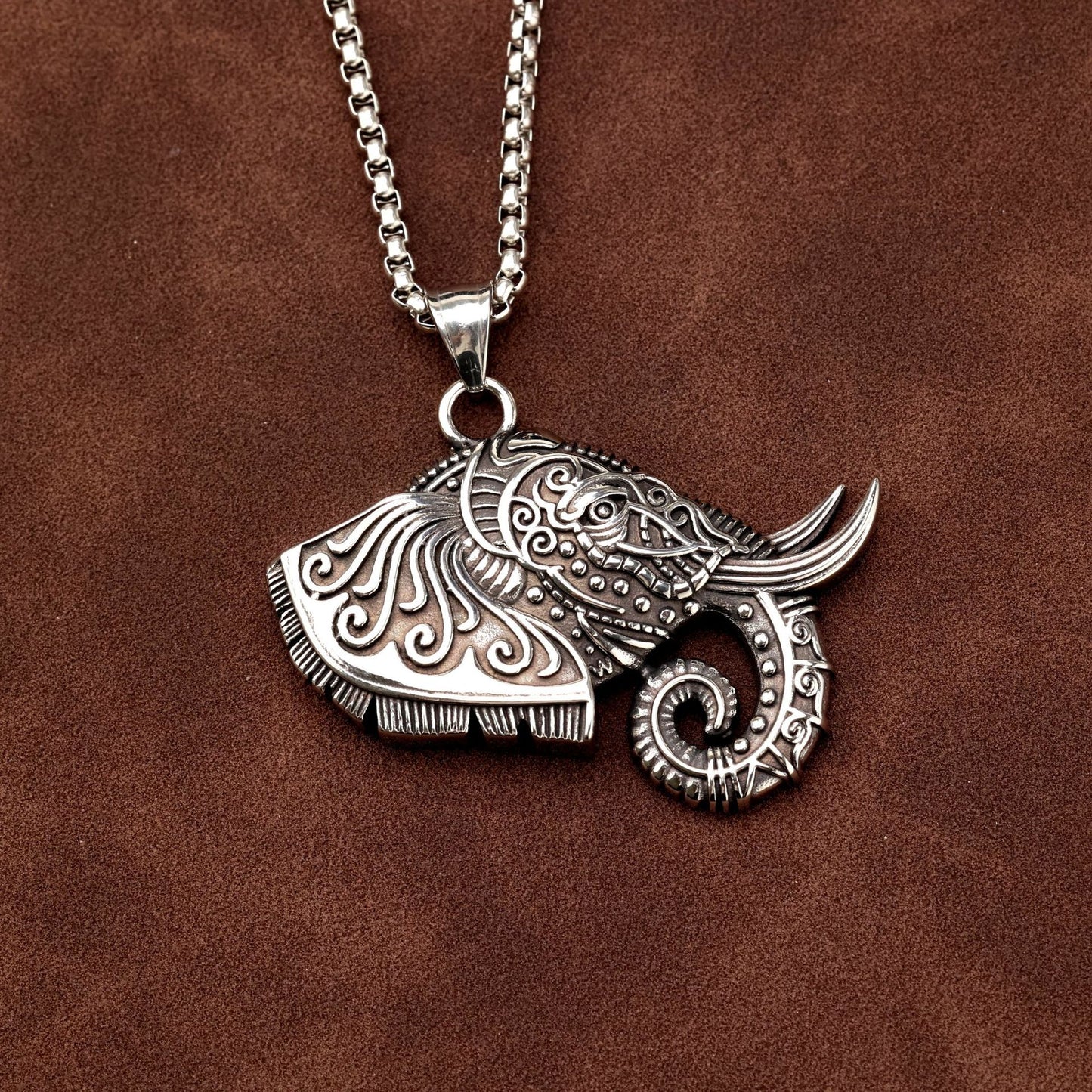 Stainless Steel Elephant Pendant Necklace For Men Retro Titanium Look Durable Trendy Everyday Jewelry By Planderful Shop