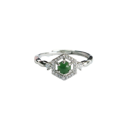 Green Jadeite Diamond-Shape Ring