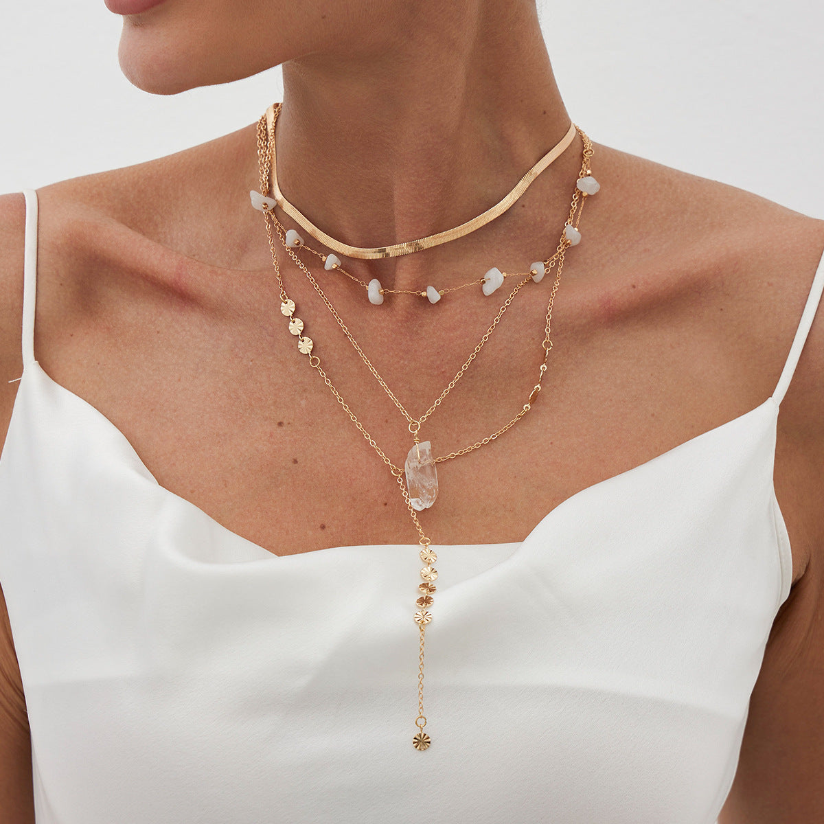 Planderful Vienna Verve Necklace – Elegant Multi-Layer Design with Water Drop Sequins