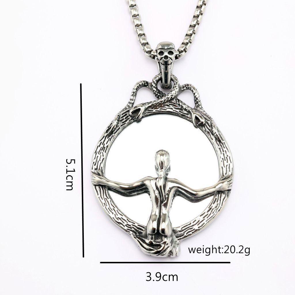 Planderful Bold Stainless Steel Skull Mirror Pendant Necklace Unisex Punk Jewelry Gift For Him And Her