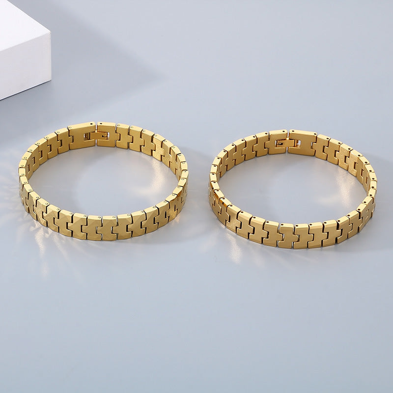 Planderful Men Arrow Bracelet 18K Gold Tungsten Steel