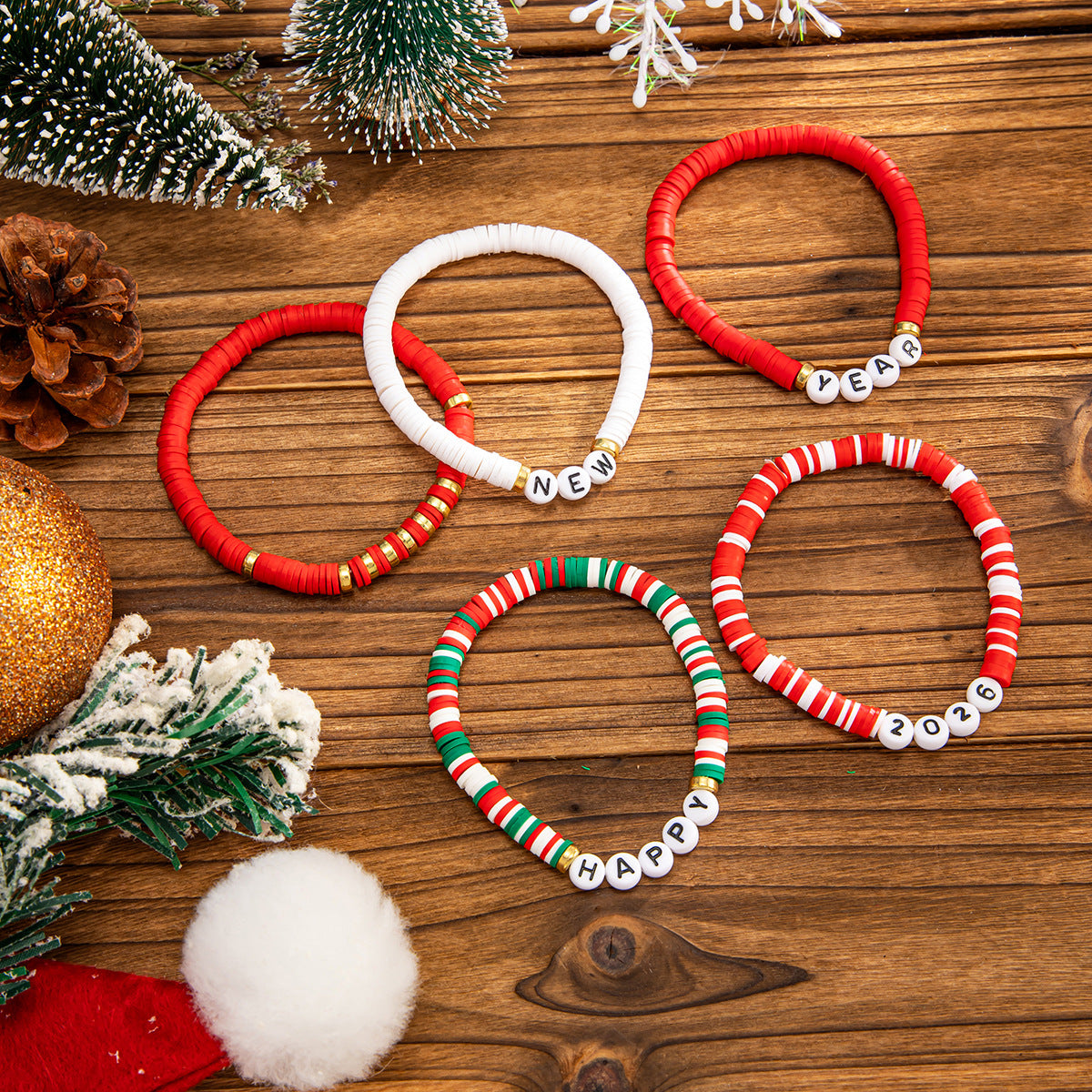 Planderful Collection Vienna Verve Elastic Beaded Christmas Bracelet For Women Gift For Her Festive Statement Jewelry