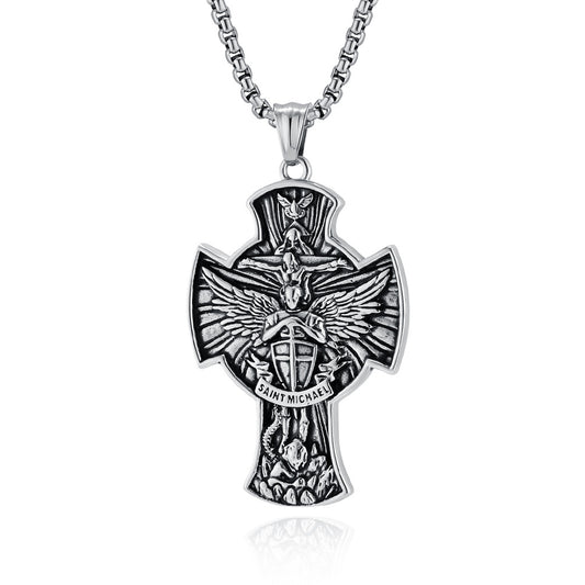 Cross-Border Retro St. Michael Sword Necklace for Men