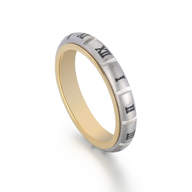 Couple Ring, Japanese And Korean Creative Stainless Steel Sand Surface Can Be Rotated