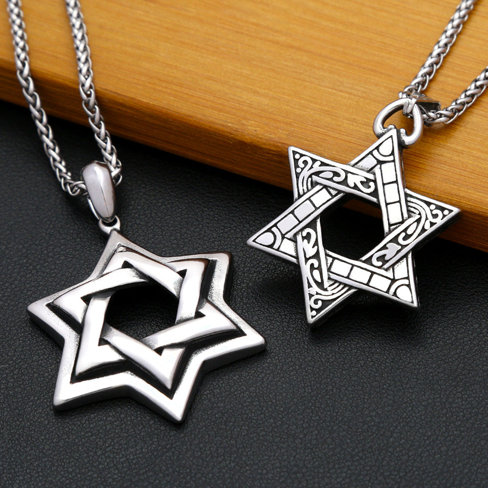 Viking Star Stainless Steel Men's Pendant Necklace