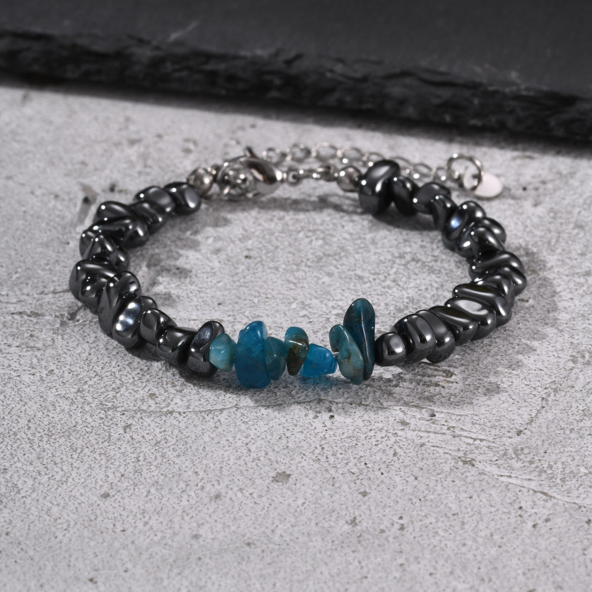 Black Gemstone Stainless Steel Bracelet for Men