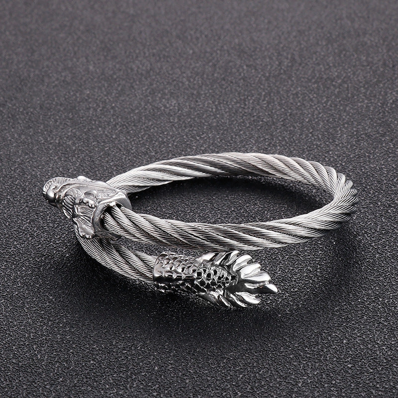 Punk Vacuum Electroplated 18k – Single Weiya Line Dragon Head Bracelet