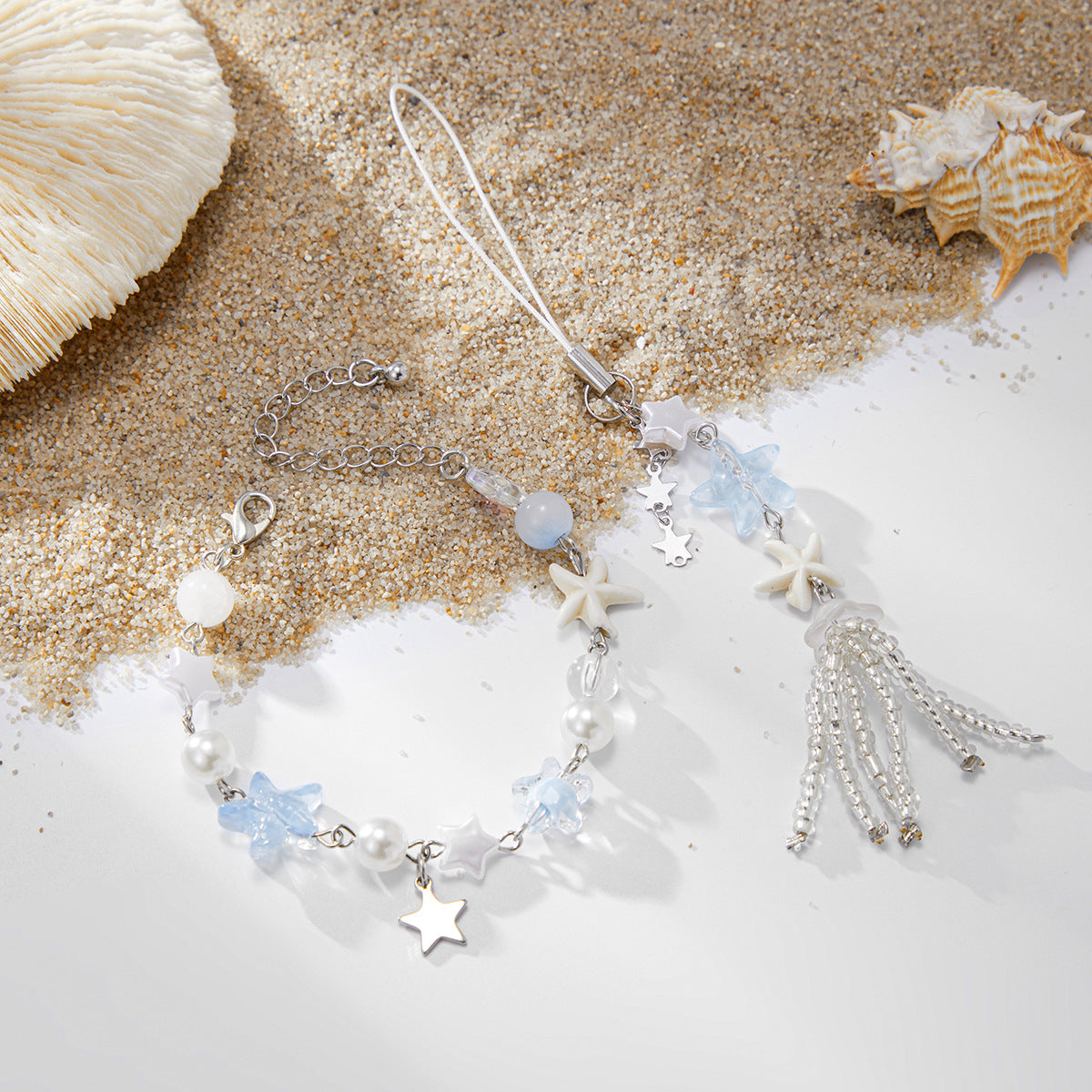 Planderful Vienna Verve Sea Star Beaded Bracelet With Fringed Imitation Pearl Pendant For Vacation Style