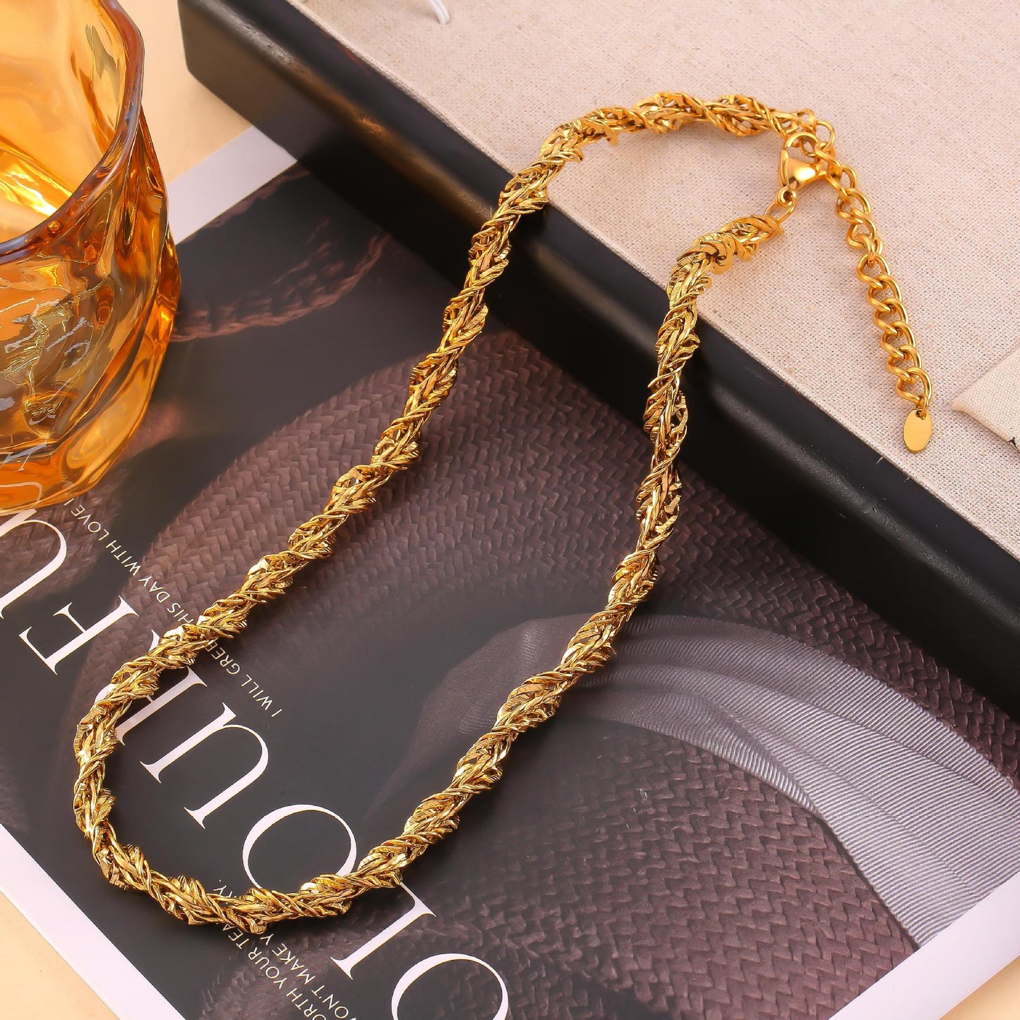 Twist Chain Titanium Necklace with Casual Style