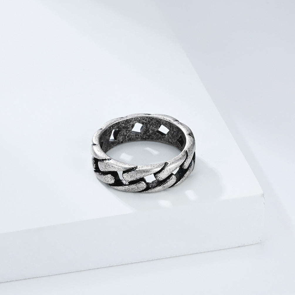 Titanium Steel Ring For Unisex Urban Hip Hop Style Cuban Chain Ring Durable By Planderful Everyday Genie Size 7 To 12