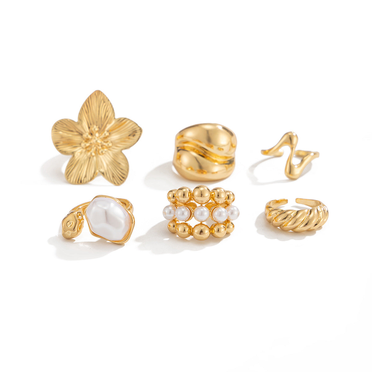 Planderful Pearl Flower Ring Adjustable Opening For Women Elegant Statement Jewelry Vienna Verve