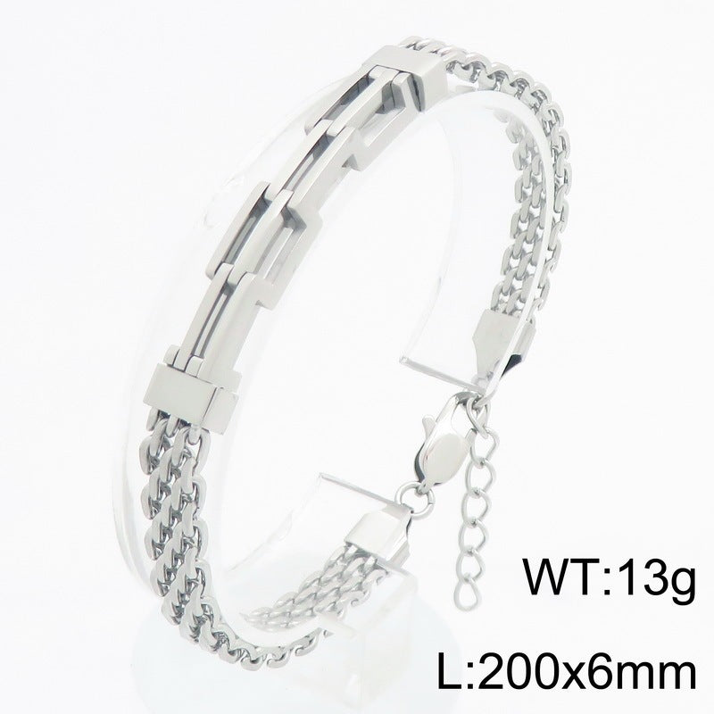 Double-Layer Geometric Ladder Layered Cuban Chain Bracelet Version Back Pattern With