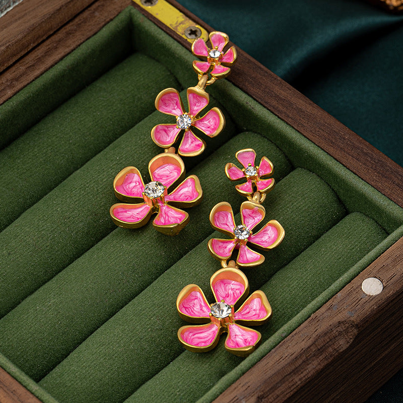Planderful Vienna Verve Earrings – Elegant Retro Three-Dimensional Flower Design