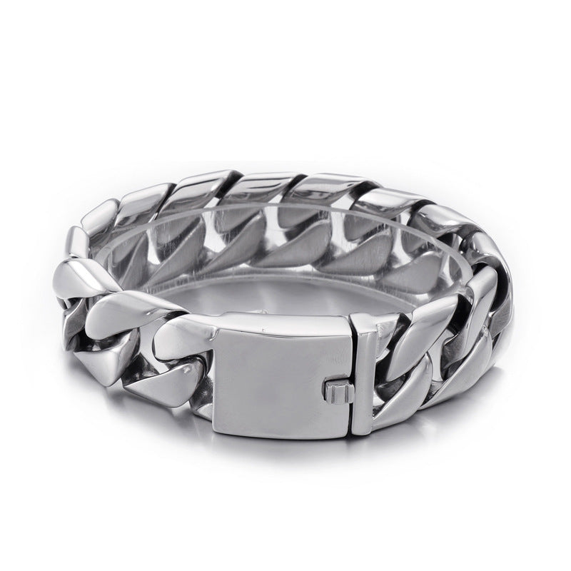 Men's Daily Casting Smooth Sand Men's Stainless Steel Cuban Chain Bracelet