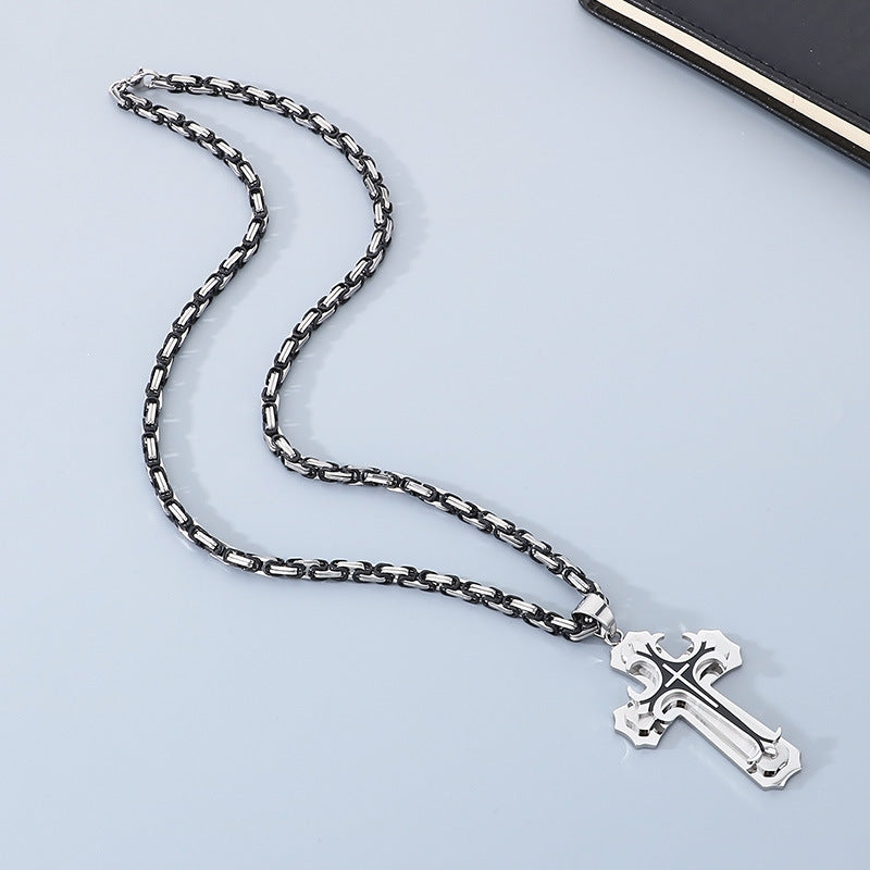 Planderful Men Cross Pendant Necklace Titanium Durable