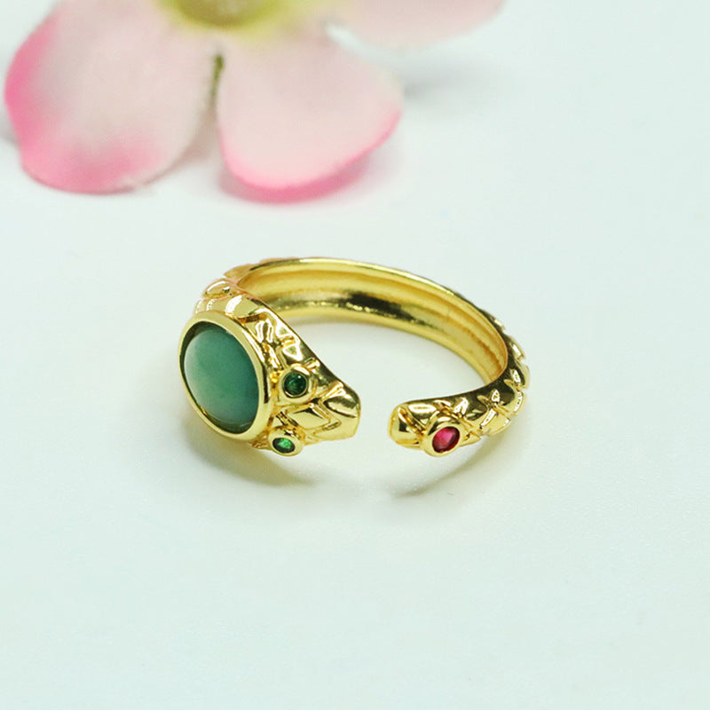 Blue Water Jadeite Snake Ring