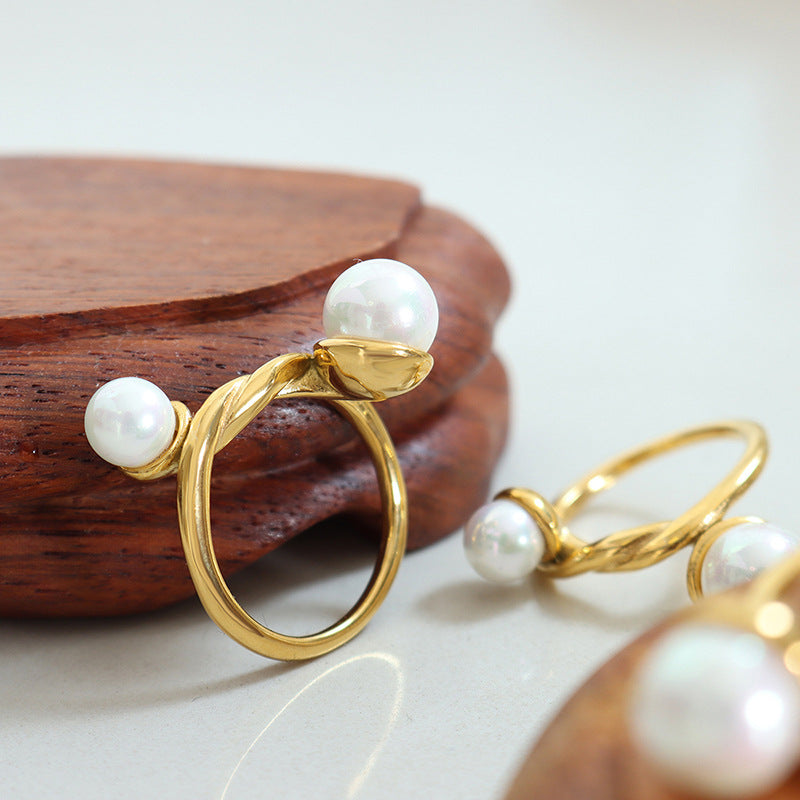 Colorful Beads Inlaid French-Inspired Niche Ring for Women
